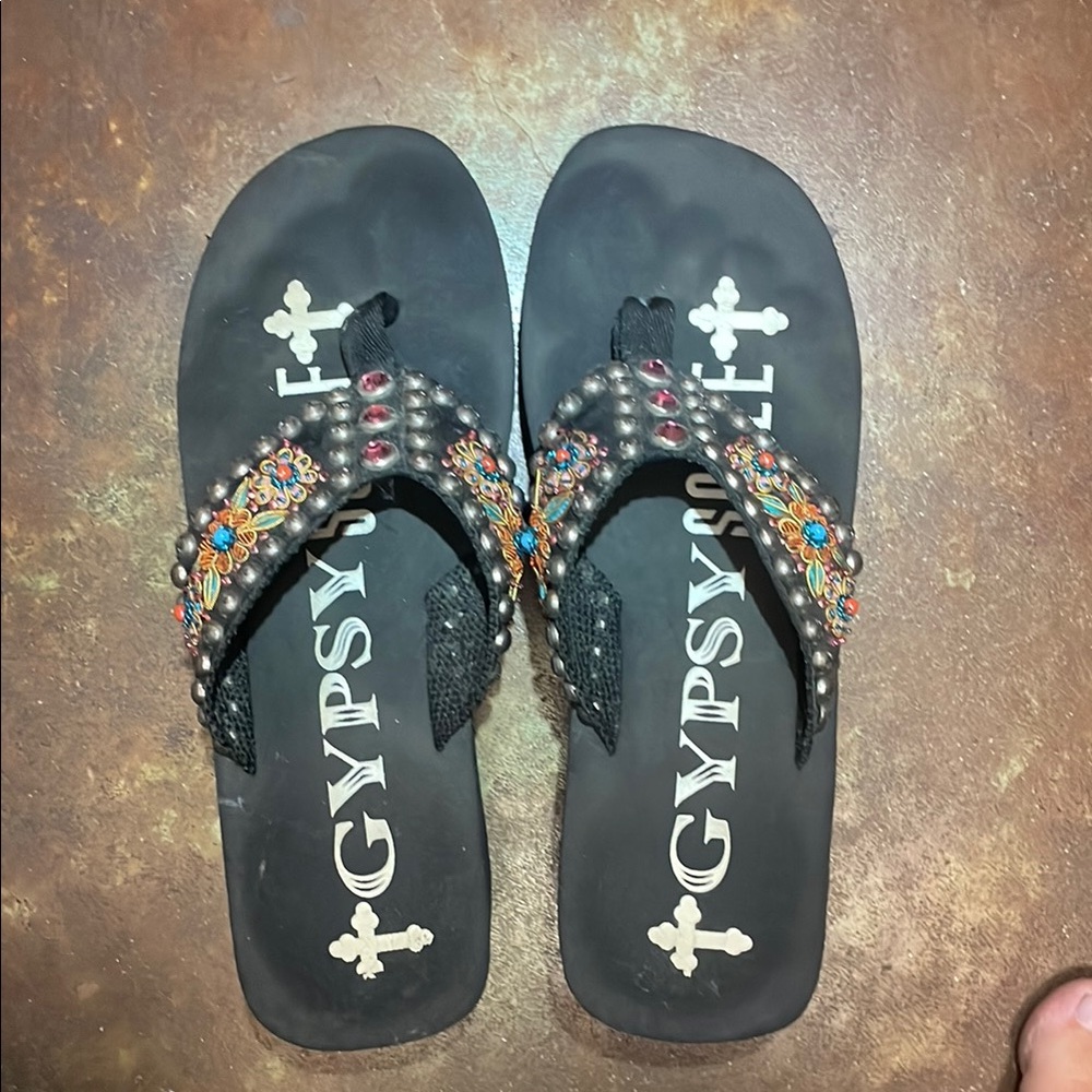 Gypsy Soule Black Beaded Sandals